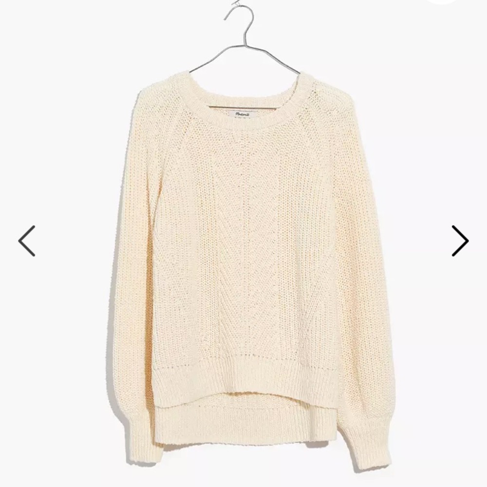 Madewell balloon sleeve crewneck cotton sweater